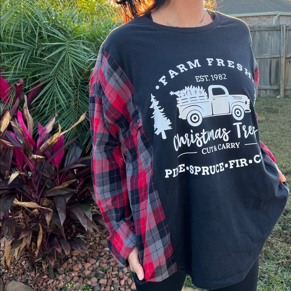 Farm Fresh Christmas Tree Flannel Rework - Picture 2 of 7